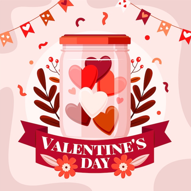 Ilustración del día de San Valentín dibujada a mano