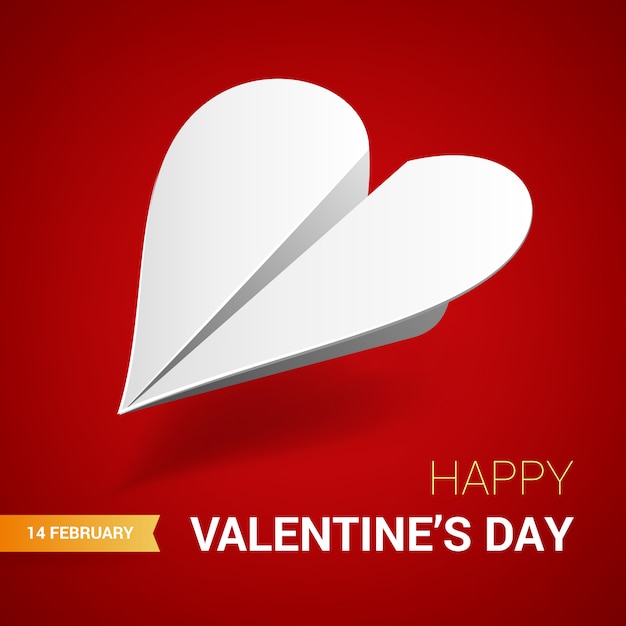 Ilustración del día de San Valentín Plano de papel blanco en forma de corazón.