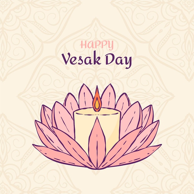 Ilustración de día de vesak dibujado a mano