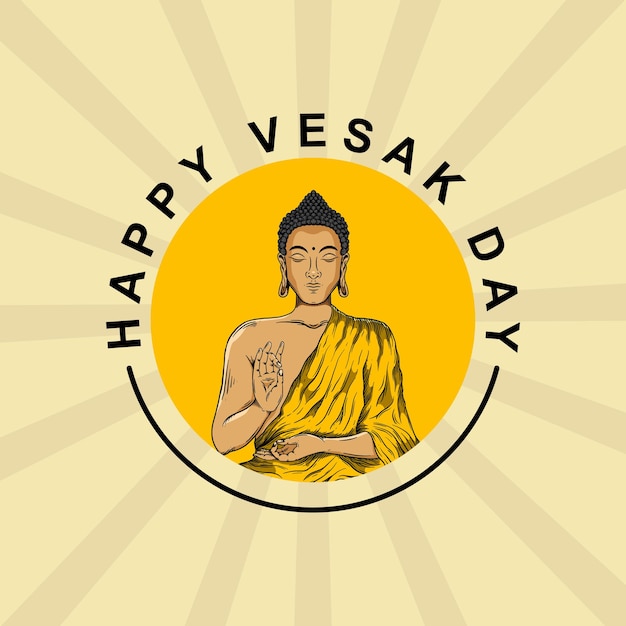 Ilustración de día de vesak dibujado a mano