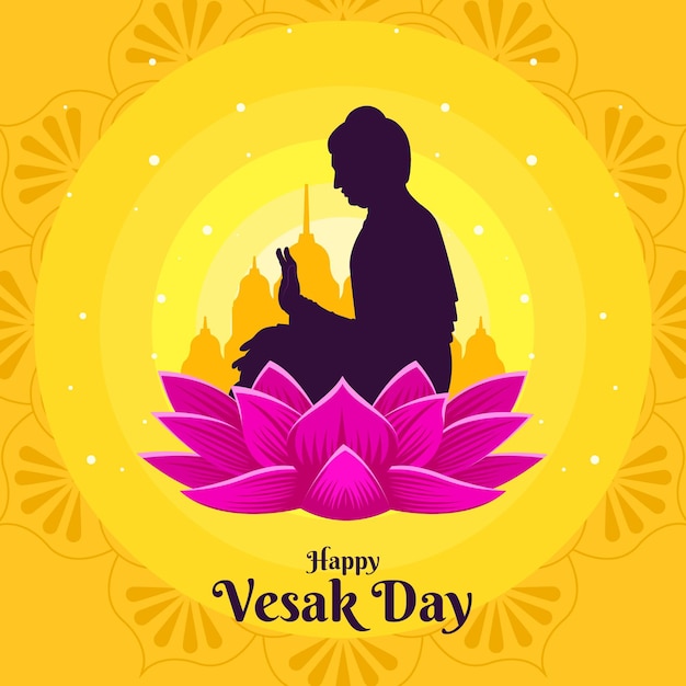 Vector ilustración del día de vesak plana