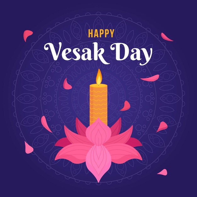 Ilustración del día de vesak plana