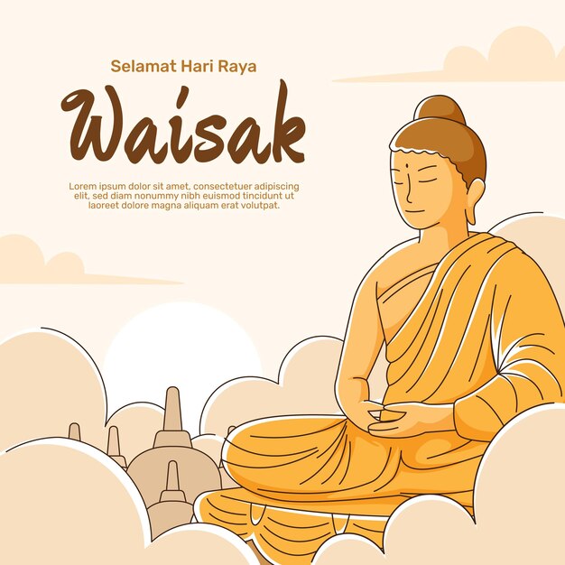 Ilustración de día vesak plano de vector libre