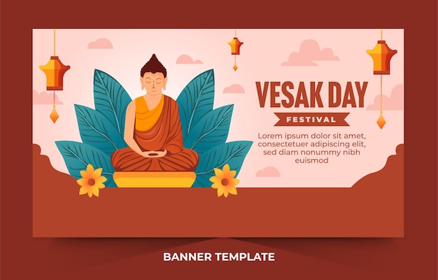 Ilustración del día de Vesak para plantilla de diseño de banner