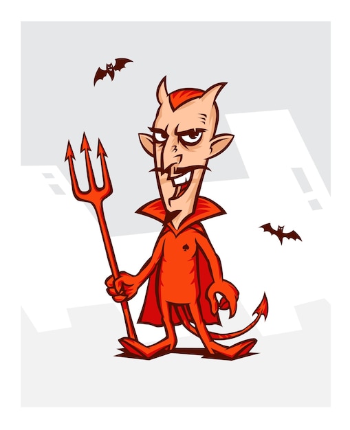 Vector ilustración del diablo para la fiesta de halloween diablo con traje rojo