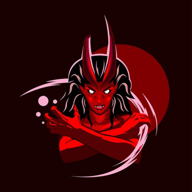 ilustración diablo niña vectordiablo rojo mujer