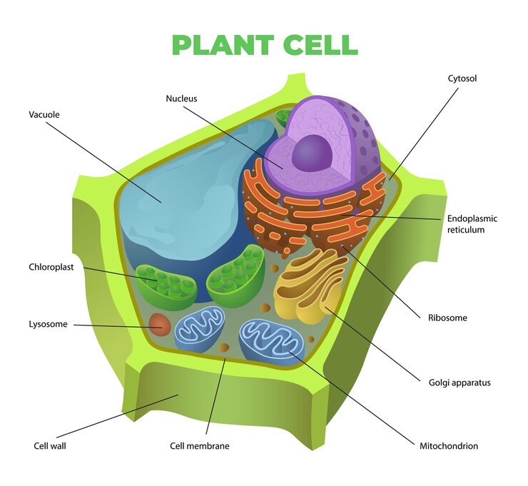 Vector ilustración del diagrama de la célula vegetal