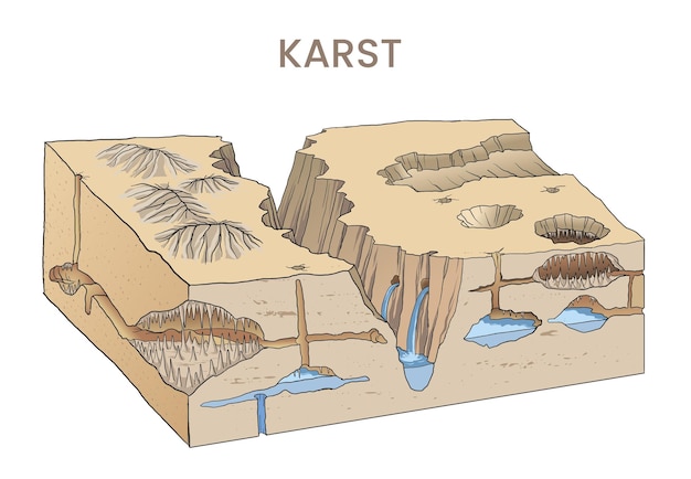 Ilustración del diagrama del modelo de Karst