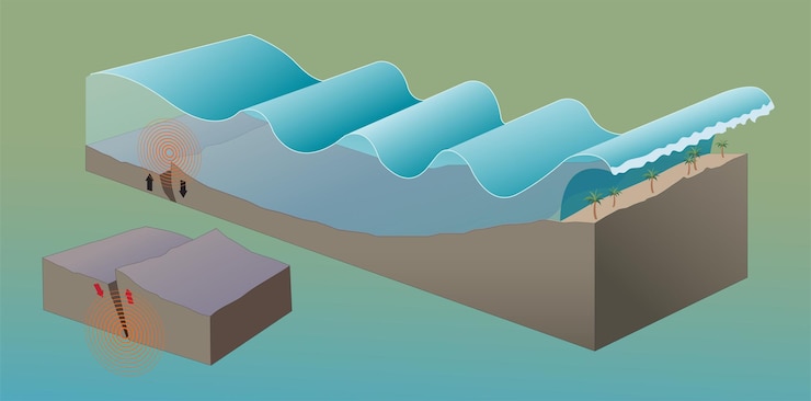 Vector ilustración del diagrama de tsunami