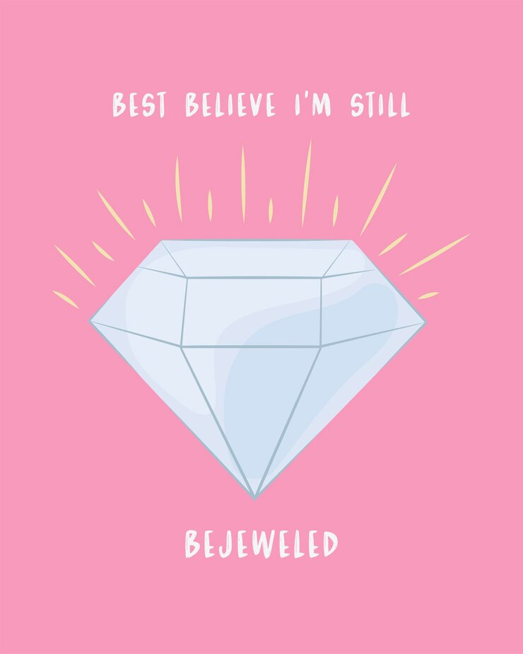 Ilustración de diamantes brillantes Vector de joyas Frases inspiradoras Jewelry Doodle