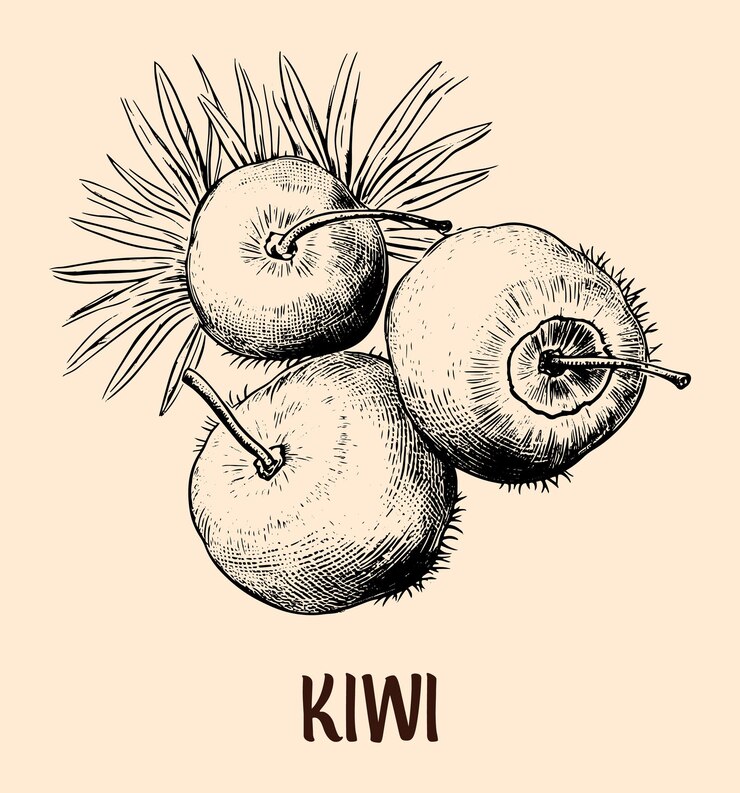 Vector ilustración dibujada de un kiwi dibujado