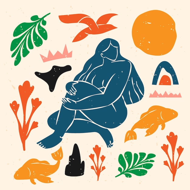 Ilustración dibujada a mano al estilo matisse