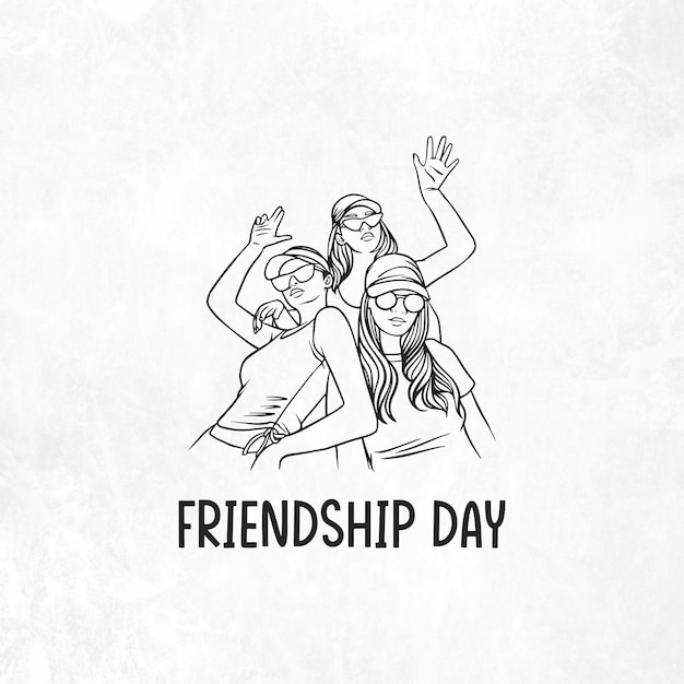Ilustración dibujada a mano de amigos celebrando el día de la amistad