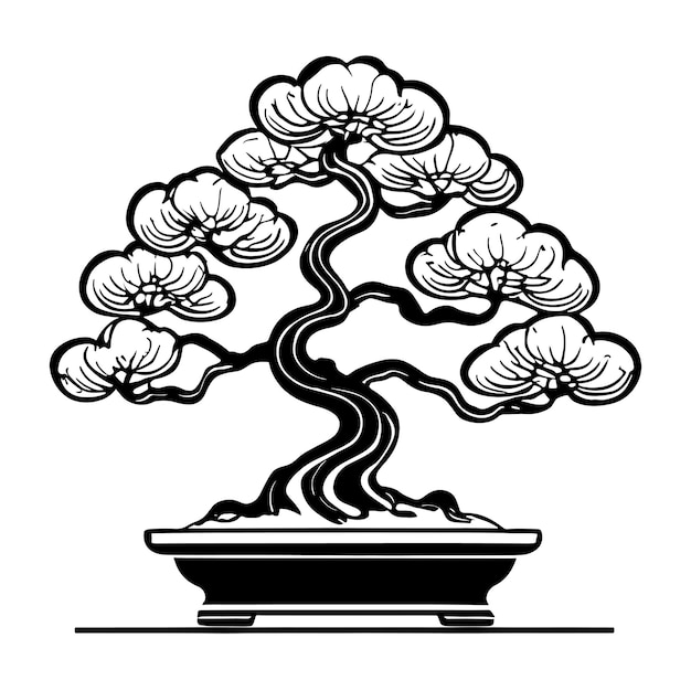 Vector ilustración dibujada a mano de un árbol de bonsai