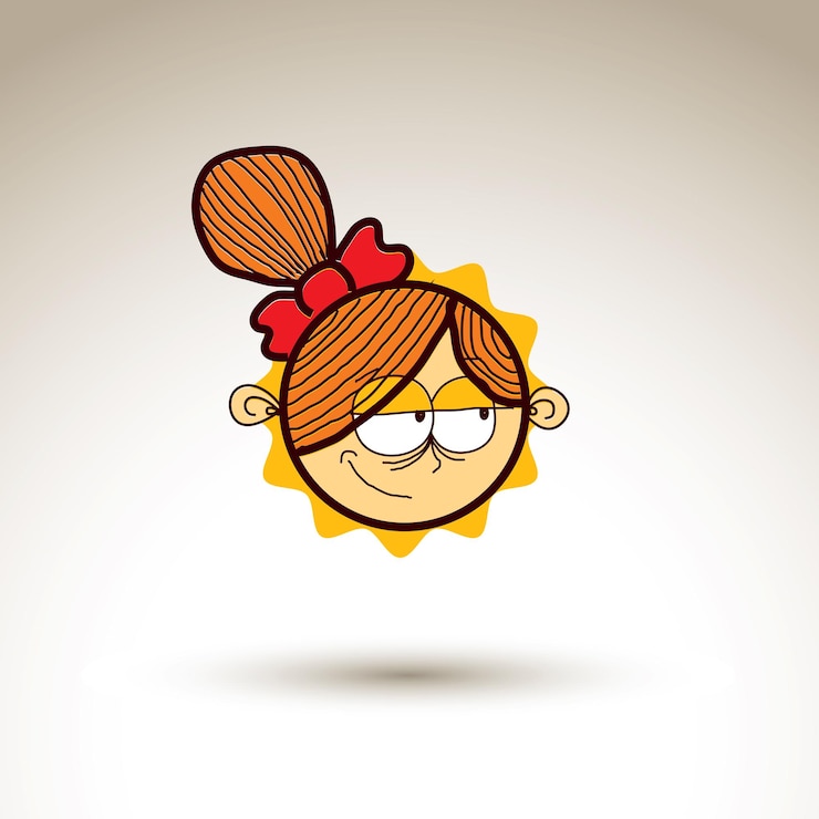 Vector ilustración dibujada a mano de arte vectorial de la persona. idea de temperamento de niña, emociones en la cara de la mujer. avatar web para interacción social, dibujo de alegorías.