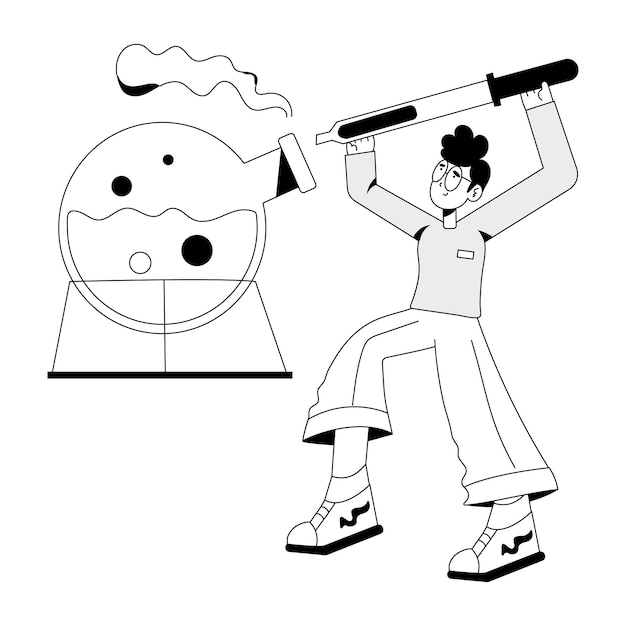 Una ilustración dibujada a mano de un asistente de laboratorio