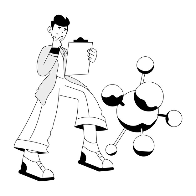 Una ilustración dibujada a mano de un asistente de laboratorio