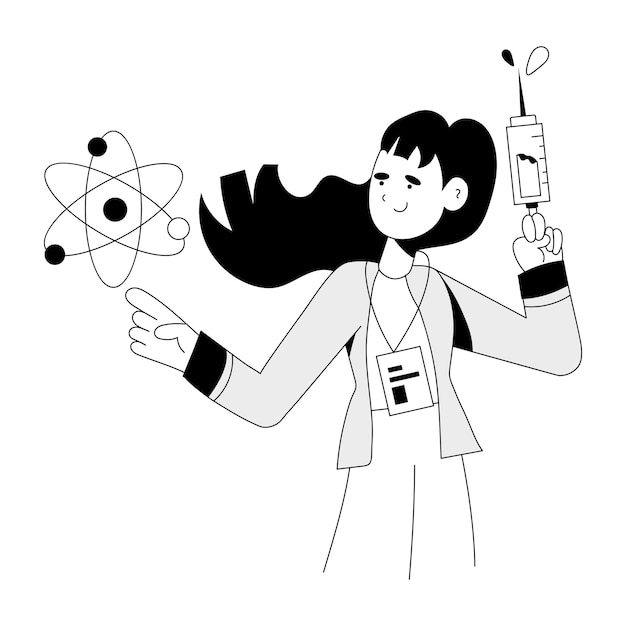 Una ilustración dibujada a mano de un asistente de laboratorio