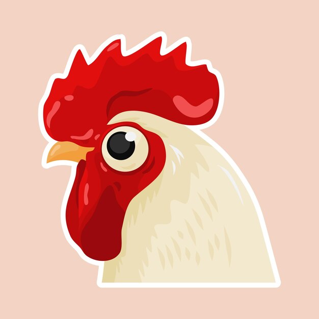 Vector ilustración dibujada a mano de una cabeza de gallo