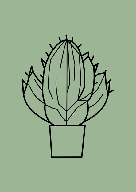 Vector ilustración dibujada a mano de un cactus geométrico y minimalista