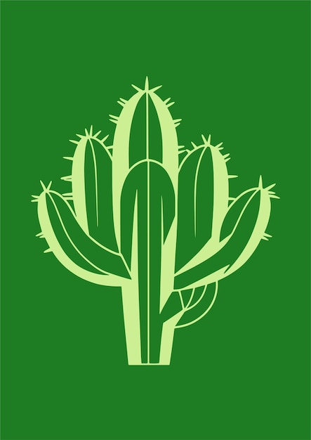 Vector ilustración dibujada a mano de un cactus geométrico y minimalista