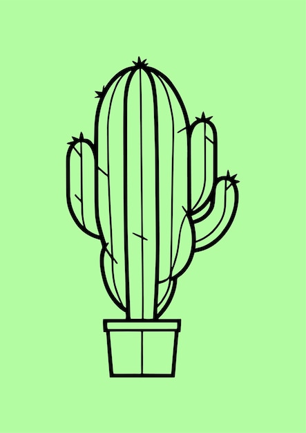 Vector ilustración dibujada a mano de un cactus geométrico y minimalista