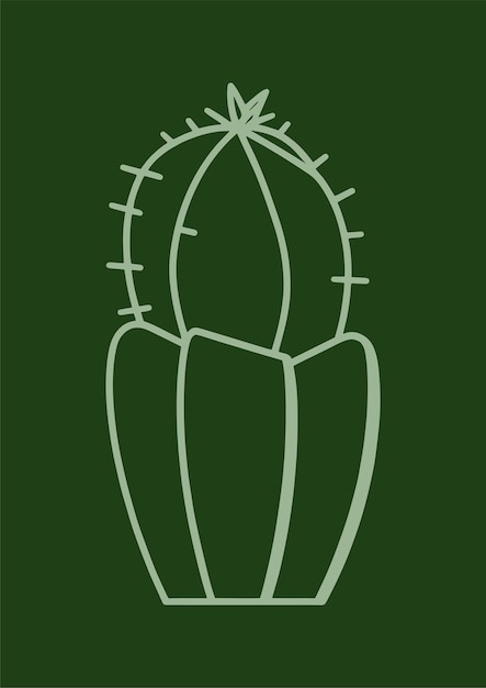 Vector ilustración dibujada a mano de un cactus geométrico y minimalista