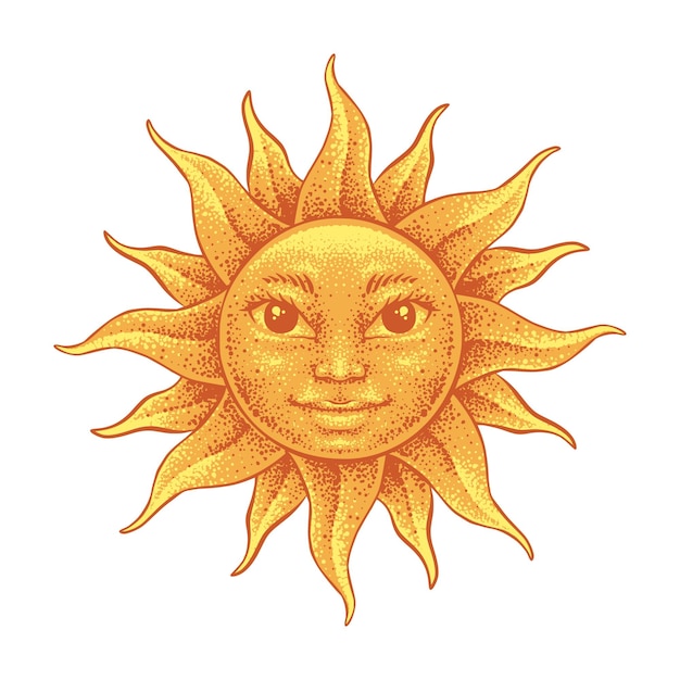 Ilustración dibujada a mano de cara de sol