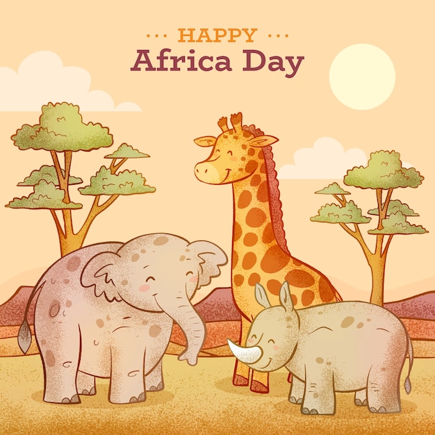Ilustración dibujada a mano para la celebración cultural del Día de África