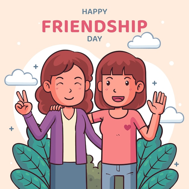 Ilustración dibujada a mano para la celebración del día internacional de la amistad