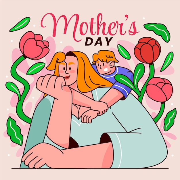 Vector ilustración dibujada a mano para la celebración del día de la madre