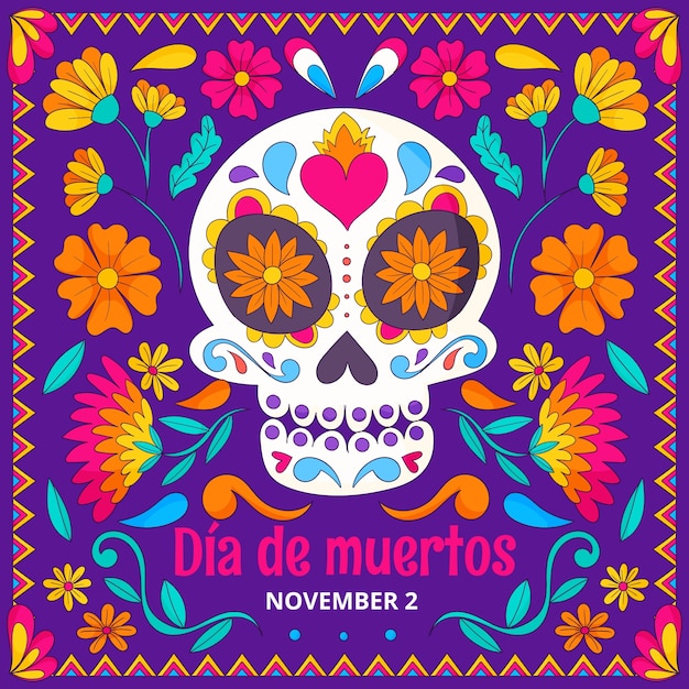 Vector ilustración dibujada a mano para la celebración del dia de muertos