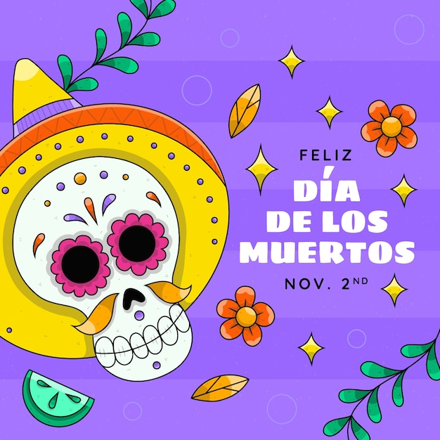 Vector ilustración dibujada a mano para la celebración del día de los muertos