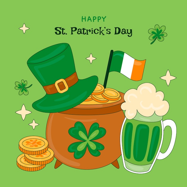 Ilustración dibujada a mano para la celebración del día de san patricio