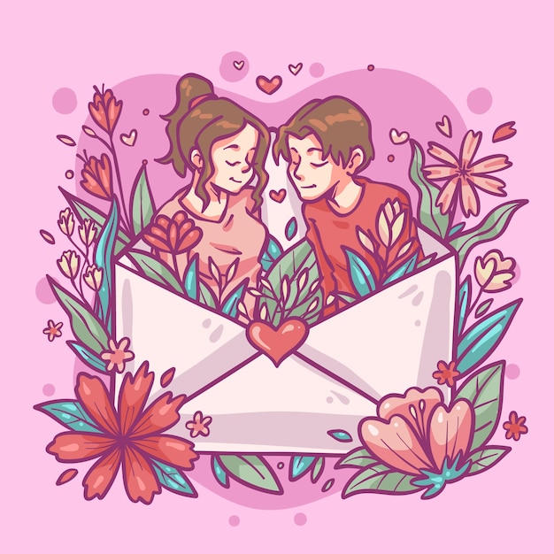 Ilustración dibujada a mano para la celebración del día de san valentín