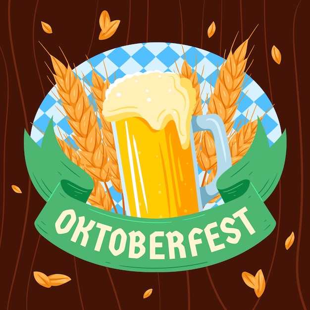 Vector ilustración dibujada a mano para la celebración del festival de la cerveza oktoberfest