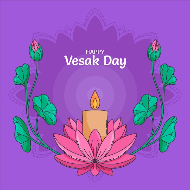 Ilustración dibujada a mano para la celebración del festival vesak
