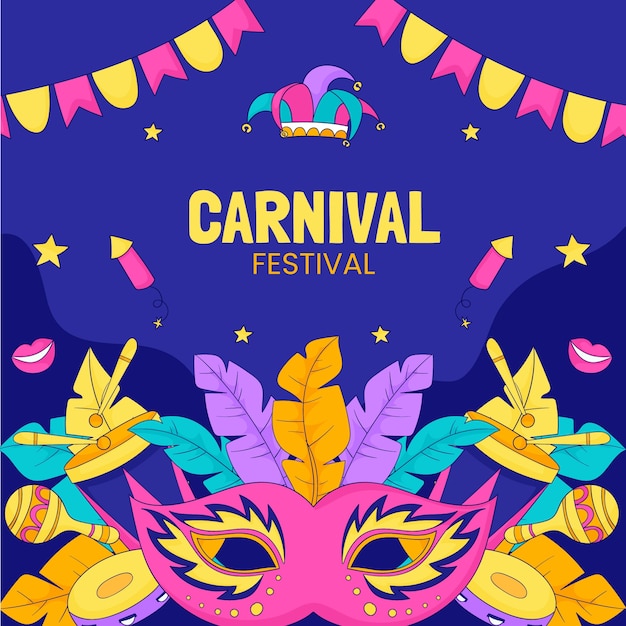 Vector ilustración dibujada a mano para la celebración de la fiesta del carnaval