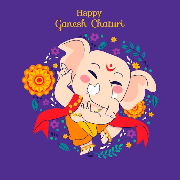 Vector ilustración dibujada a mano para la celebración de ganesh chaturthi