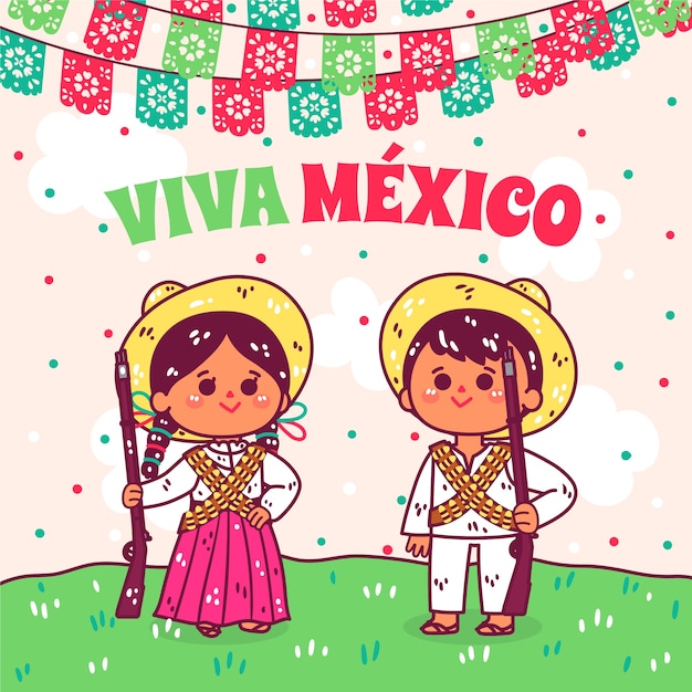 Ilustración dibujada a mano para la celebración de la independencia de méxico