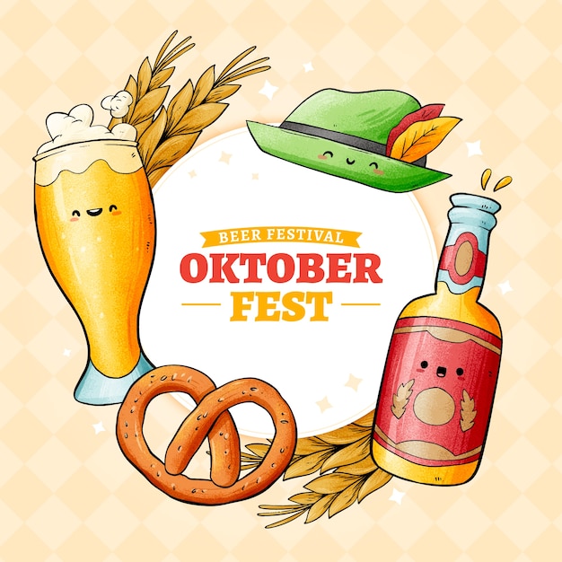 Vector ilustración dibujada a mano para la celebración del oktoberfest