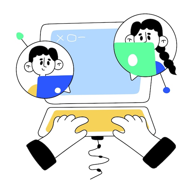 Ilustración dibujada a mano en el chat grupal