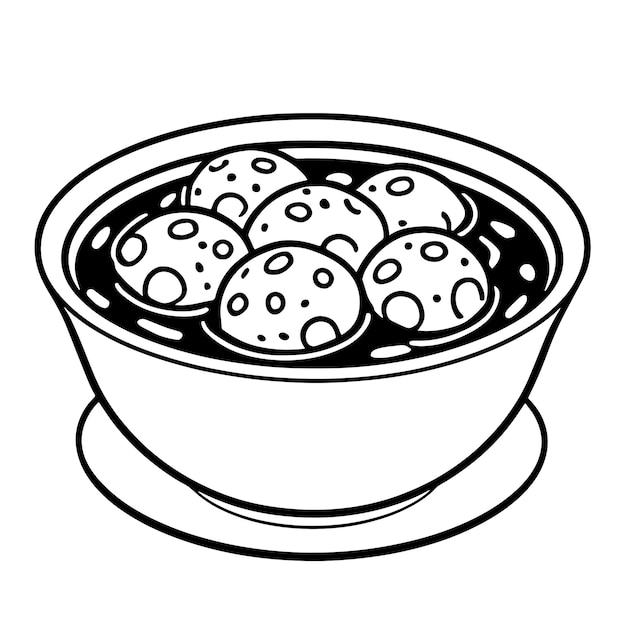 Vector ilustración dibujada a mano de la comida callejera de las albóndigas indonesias