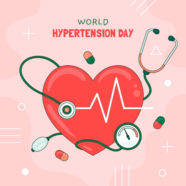 Vector ilustración dibujada a mano para la concientización del día mundial de la hipertensión