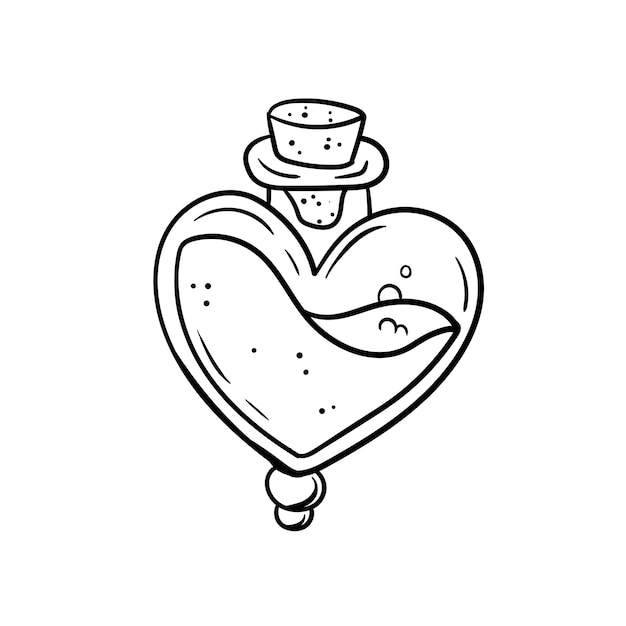 Ilustración dibujada a mano del contorno de la poción de amor