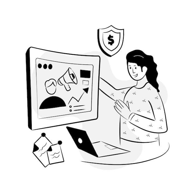 Ilustración dibujada a mano de datos en línea de análisis de sitios web