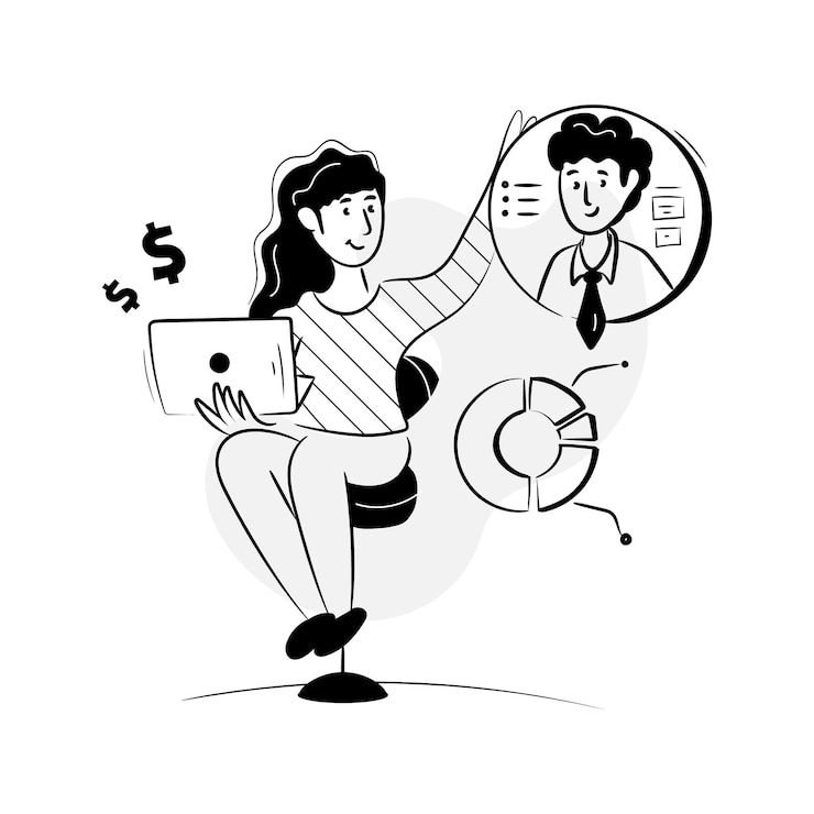 Vector ilustración dibujada a mano de datos en línea de análisis de sitios web