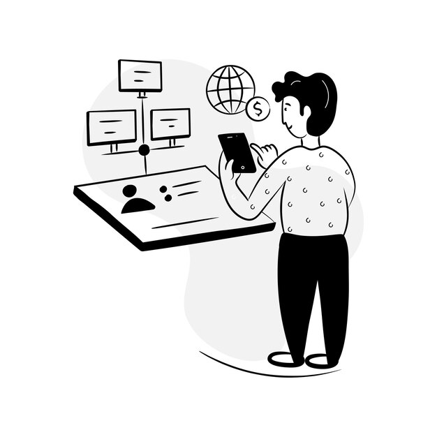 Ilustración dibujada a mano de datos en línea de análisis de sitios web