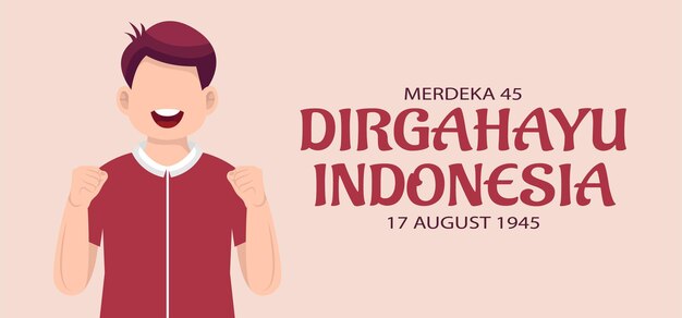 Ilustración dibujada a mano del día de la independencia de Indonesia. Ilustración vectorial