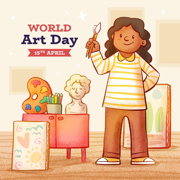 Vector ilustración dibujada a mano para el día mundial del arte